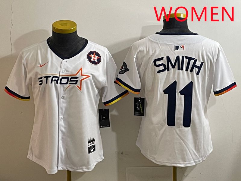Women Houston Astros 11 Smith White three generations Joint Name Nike 2025 MLB Jersey style 10